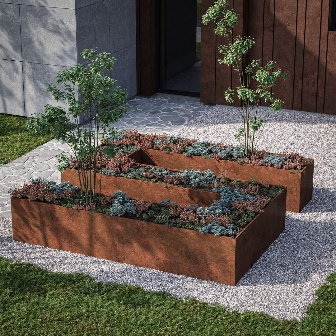 Modulopbyggede - S-formet højbede Corten stål