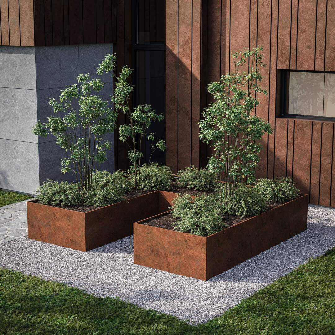 Modulopbyggede - U-formet højbede i Corten stål