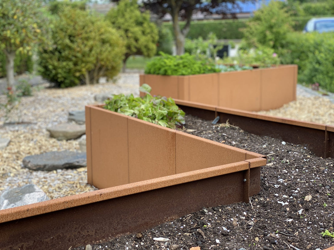 Modulopbyggede - L-formet højbede råt stål