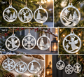 Julekugler i galvaniseret stål, med udskåret  julemotiver