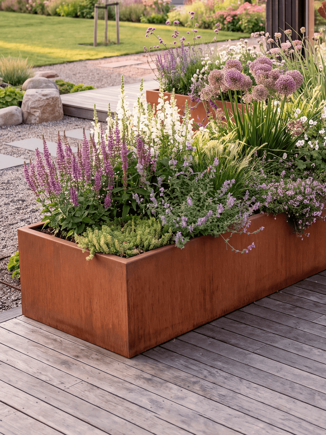 Vinkel højbed i corten stål - Lang model - Specialmål
