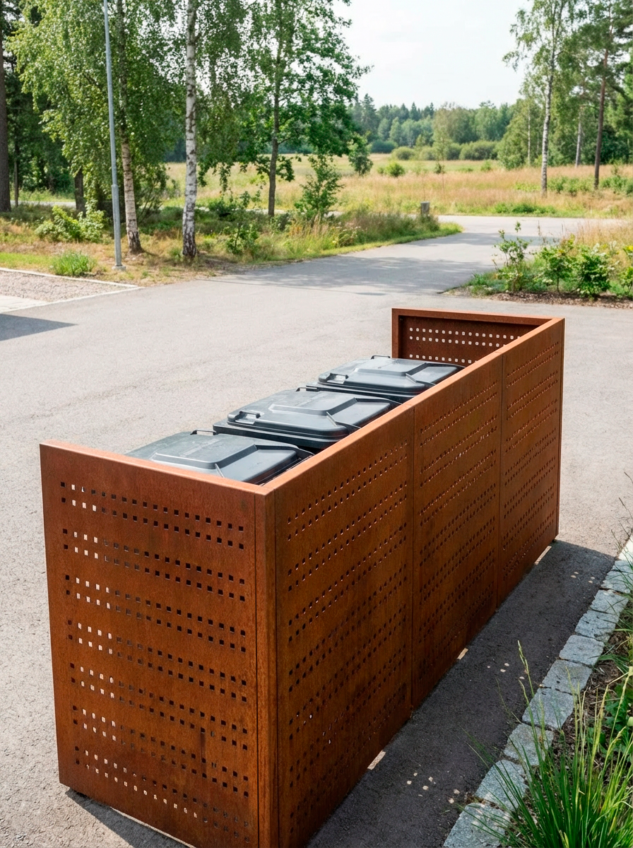 Skraldespandsskjuler - Med mønster